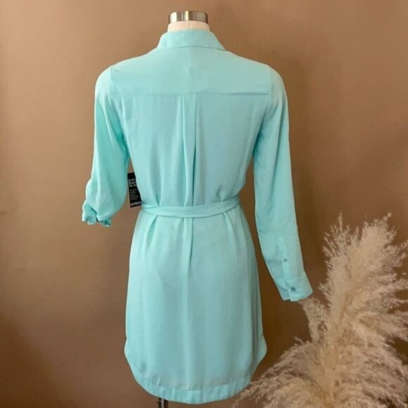 EXPRESS PORTOFINO SHIRTDRESS Mint Green Work Wear Casual Womens Size S - Picture 2 of 6
